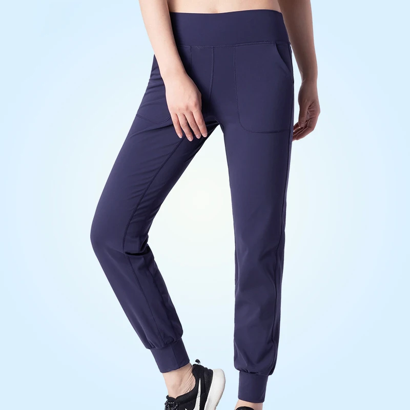 Xlwsbcr Women Naked-feel Fabric Loose Fit Sport Active Lounge Jogger Elastic Leggings with Two Side Pockets Full Length