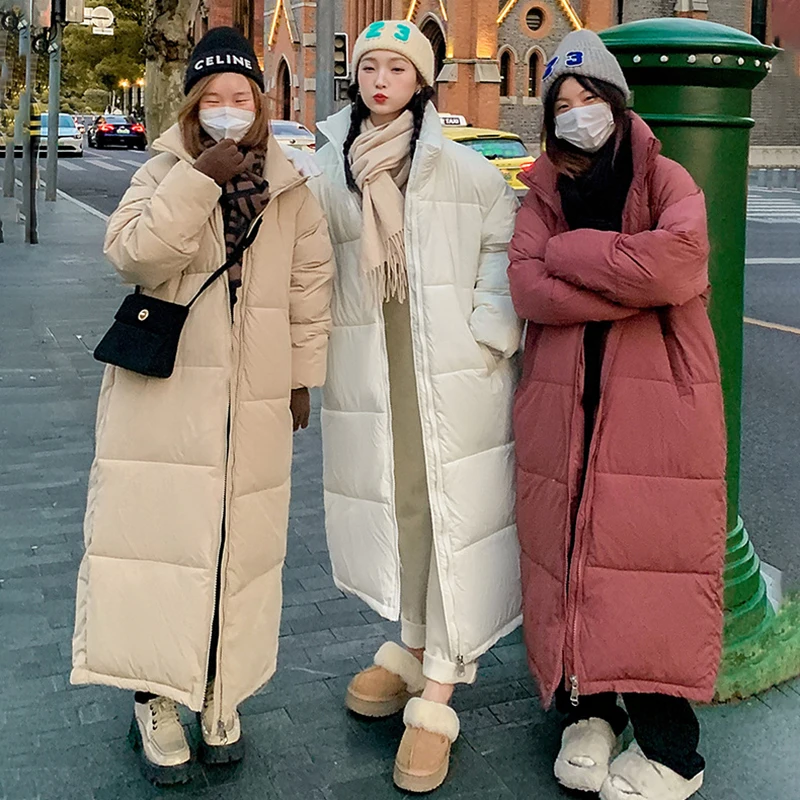 

Женская длинная куртка с воротником-стойкой, свободная хлопковая утепленная куртка в Корейском стиле, одежда больших размеров, зима 2023