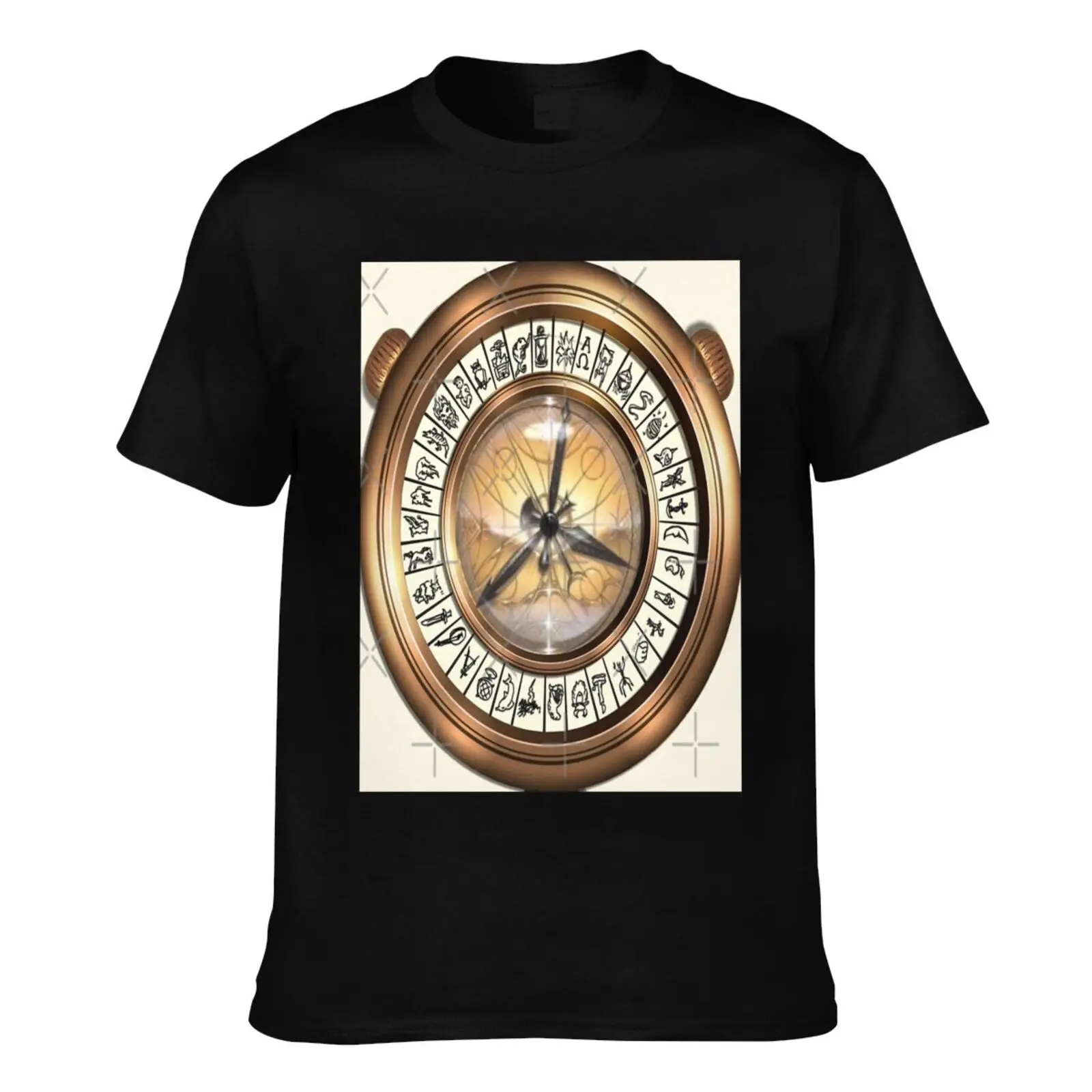 

Футболка мужская оверсайз с золотым компасом и графическим принтом