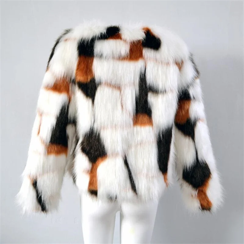 Color mixing faux mink leather jacket womens winter warm fur leather short coat women slim jackets jaqueta de couro fashion