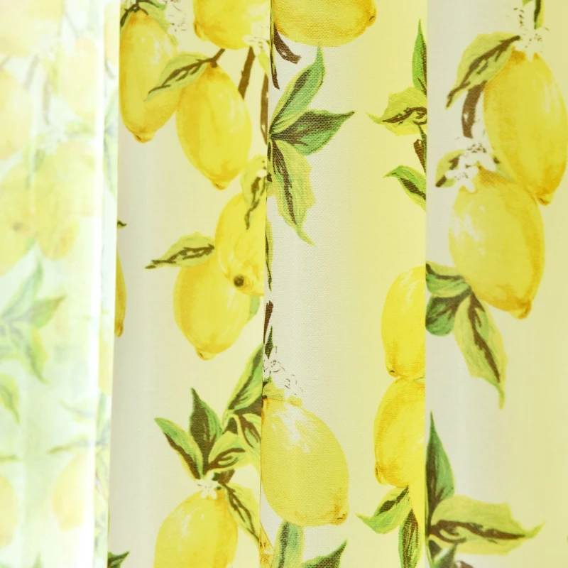 

Занавески с изображением фруктов и лимона для гостиной, столовой, спальни, пасторального красочного дерева, Полиэстеровые Мультяшные занав...