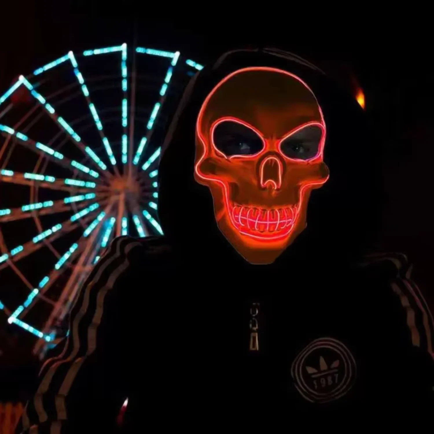 Halloween Party LED Flash Mask Light Up Scary Face Cosplay Costume Supplies Kids Adult Festival Gift