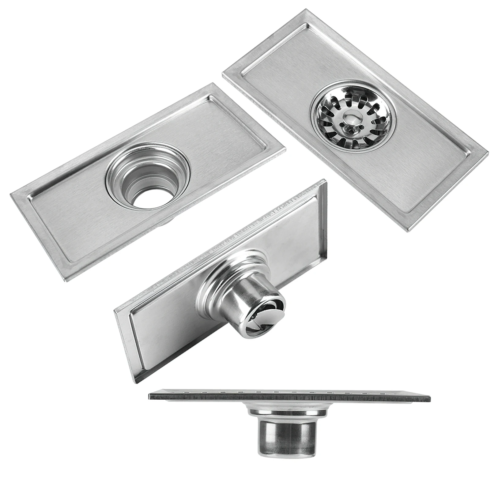 

20x10cm Rectangle Stainless Steel Floor Drain Bathroom Shower Kitchen Waste Grate Floor Waste Drain Floor Waste Drain