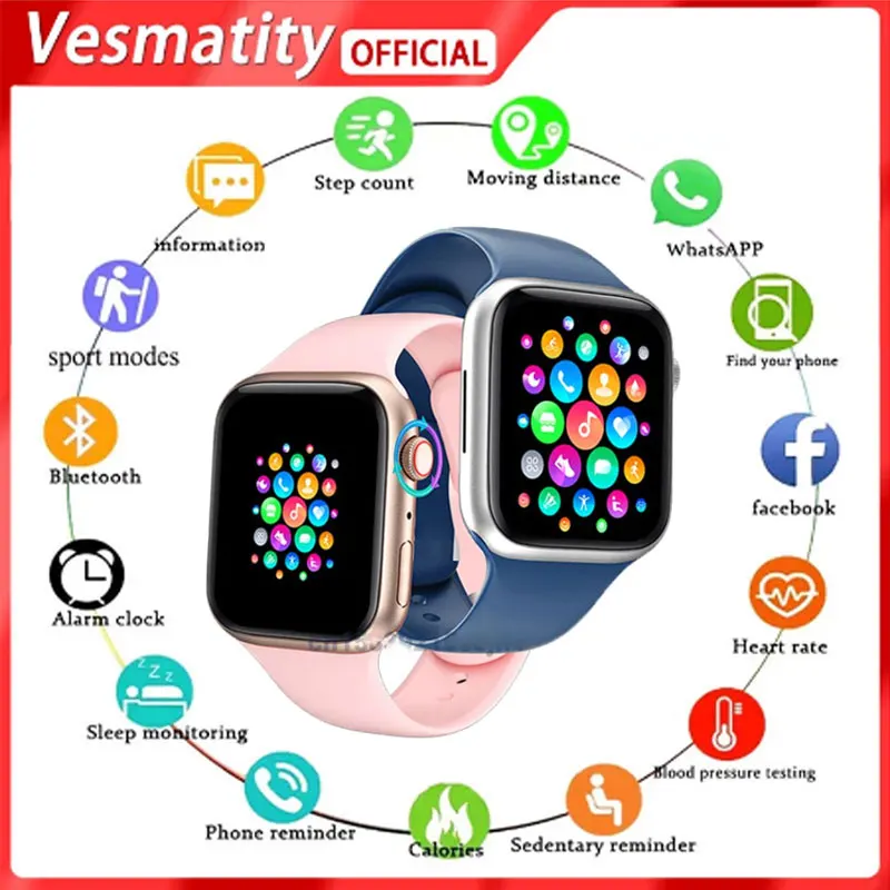 

Vesmatity Men Ladies Smart Watch Bluetooth Fitness Blood Pressure Measurement Tracker Waterproof Smart Watch T500 Smart Watch