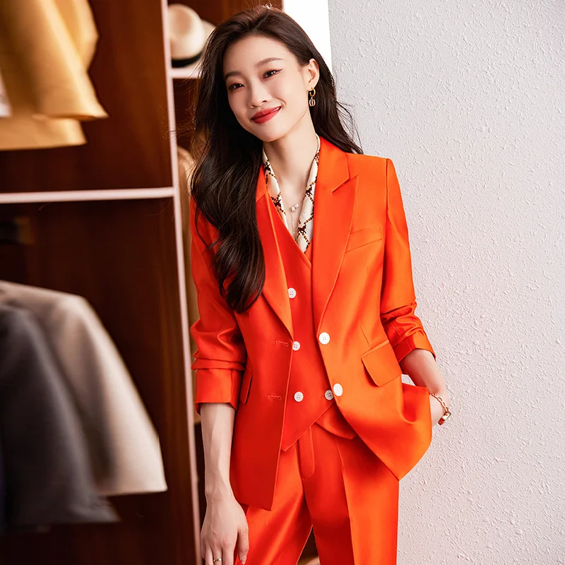 Vest professional dress women autumn and winter beauty pink suit white-collar hotel front desk professional suit jewelry shop wo