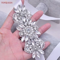 topqueen s86 bridal belts sparkly party wedding dresses pearl silver rhinestones jewel shine applique skirt sash for women lady