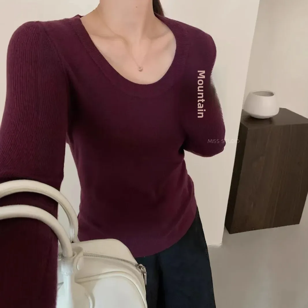 MISS Универсальный вязаный топ для похудения женский осенне-зимний базовый слой с