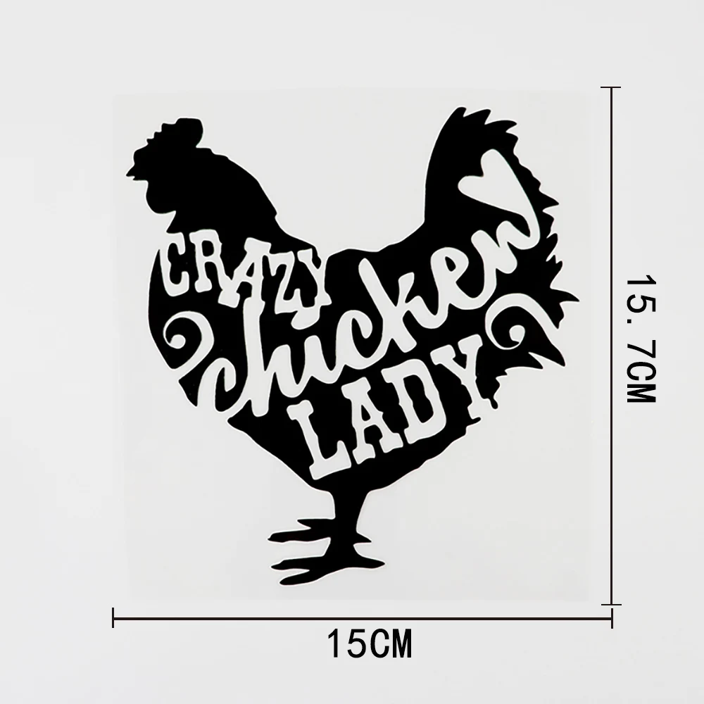 

15CMX15.7CM Funny Creativity Crazy Chicken Lady Vinyl Car Sticker Decal Black/Silver Sunscreen Waterproof Anti-UV