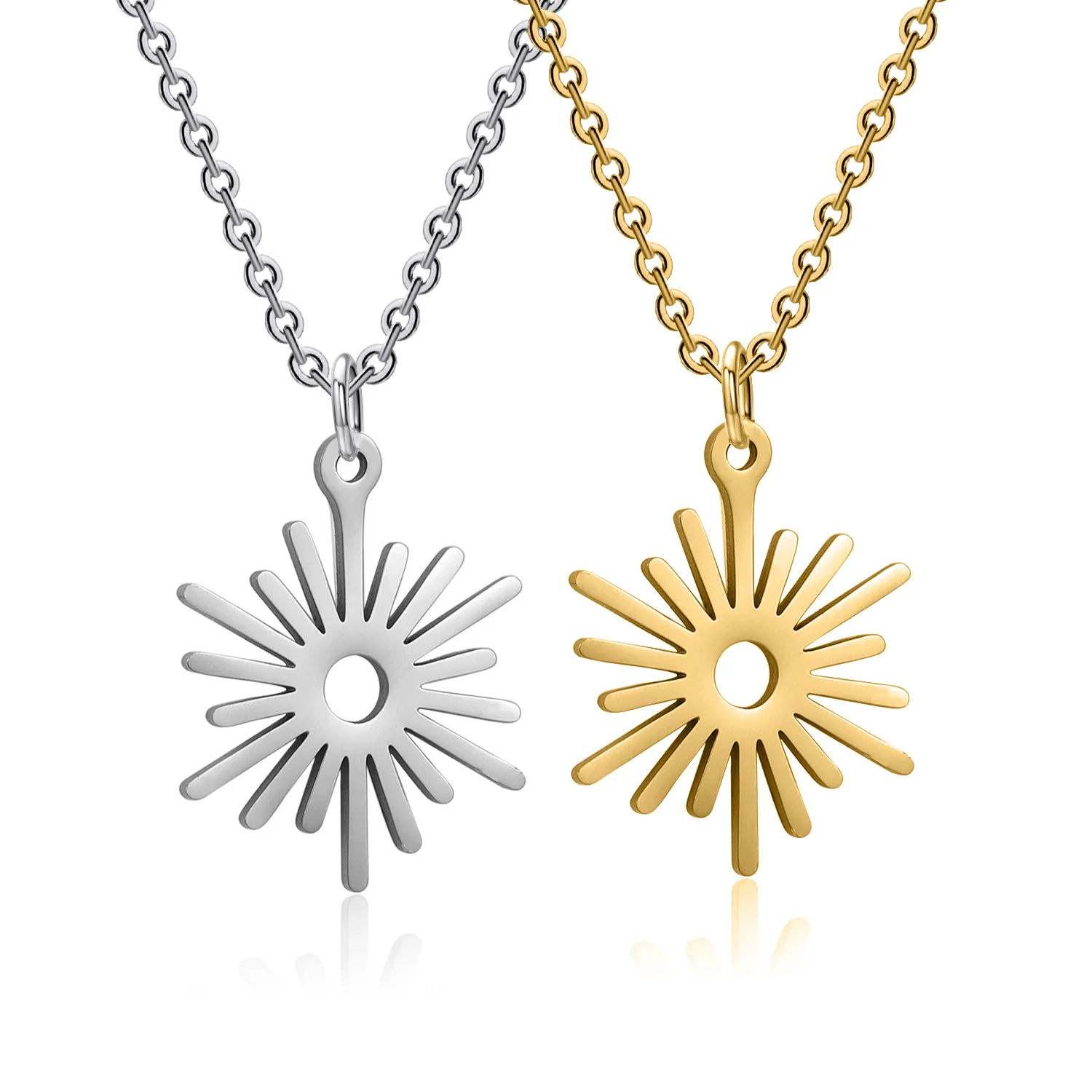 

New fashion creative sun pendant necklace female stainless steel personality simple everything Sun flower clavicle chain jewelry