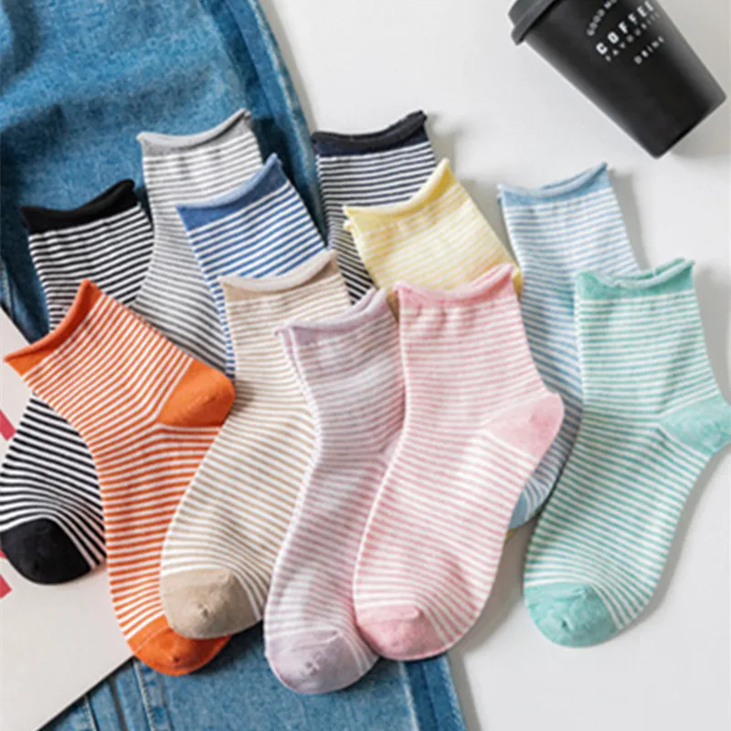 

Striped Women Sock Creative Woman Cotton Socks Casual Sox Girls Comfortable Fashion Soft Spring Autumn Fashion Trendy Sokken