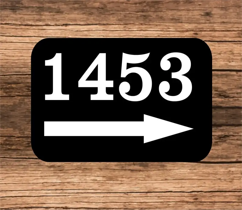 

Personalized Home Address Sign Aluminum 10" x 6" Custom House Number with Right Pointing Arrow