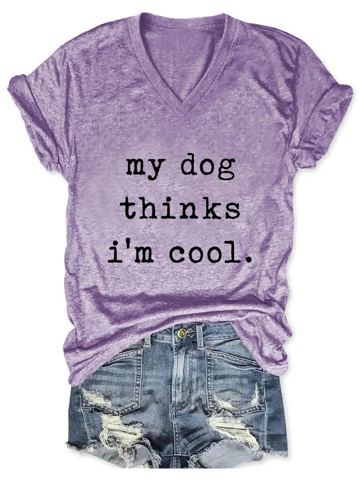 Women's My Dog Thinks I'm Cool V-Neck T-Shirt