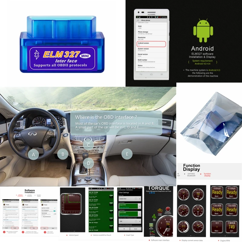 

Миниатюрный автомобильный тестер ELM327 Bluetooth 5,1 Bluetooth OBD2 V2