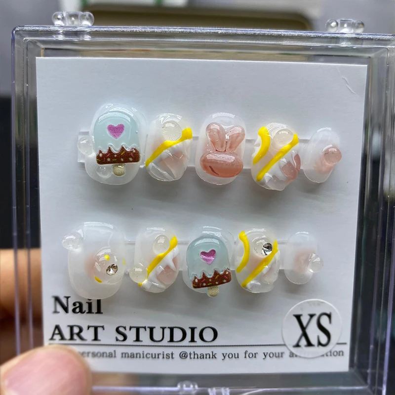 

Kawaii Anime Diy 10pcs Nail Sticker Cartoon Resin New Cute Sweet Girl Heart Manual Detachable Nail Patch Kid Toy Decoration Gift