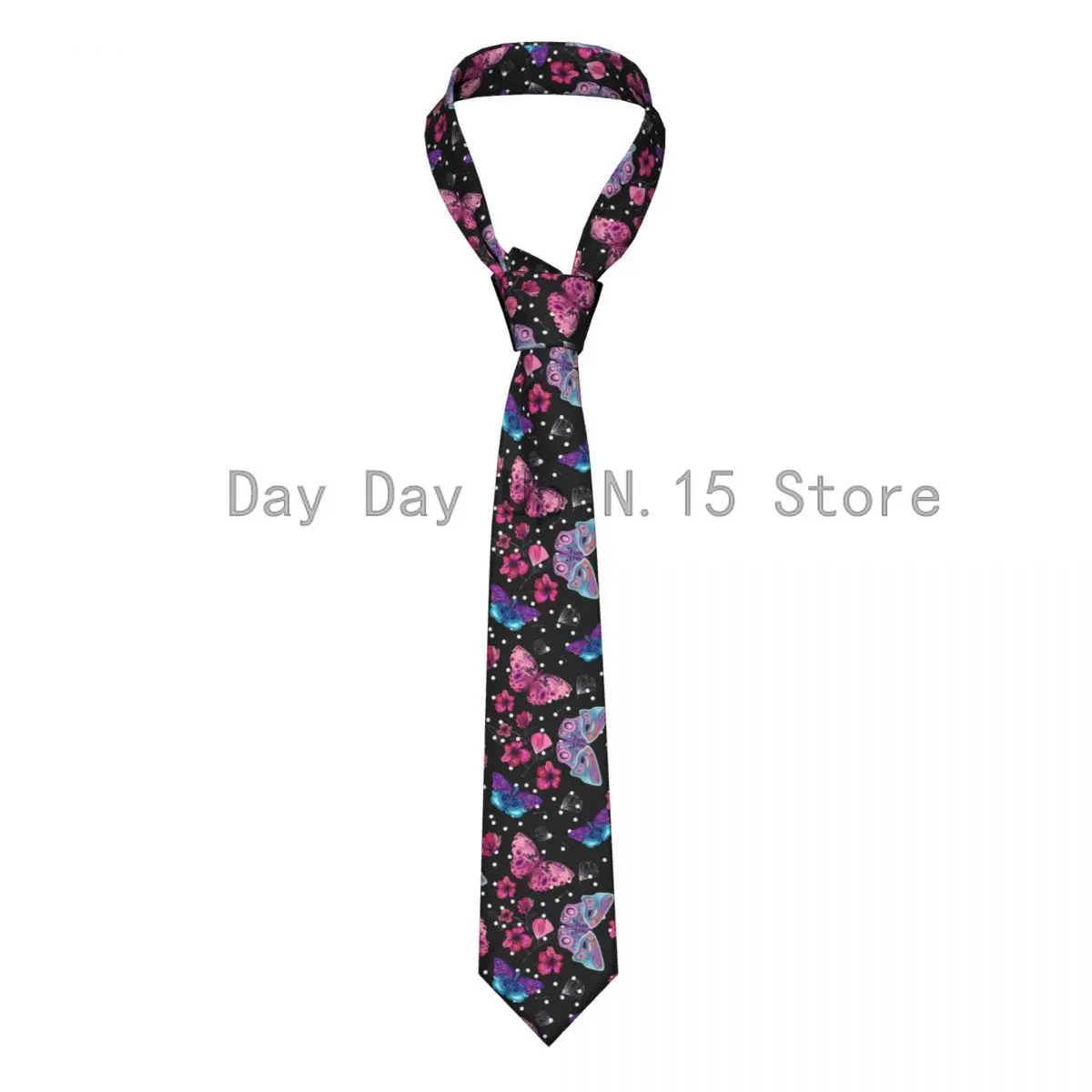 Галстук для мужчин формальный узкий галстук Классический мужской галстук с розовыми цветами бабочками и темным принтом узкий Свадебный галстук для джентльмена
