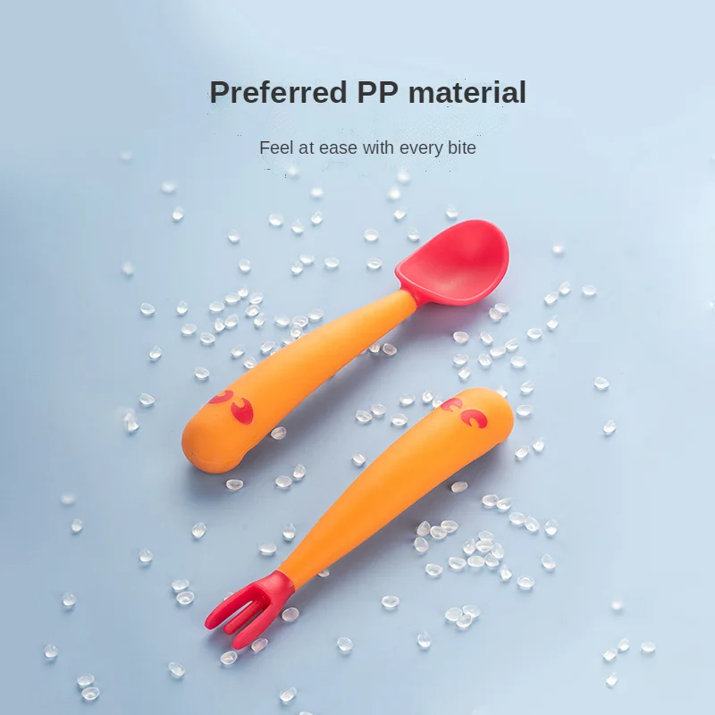 

Silicone Fork Spoon Baby Tableware Children‘s Spoons Kids Soft-headed Safety Temperature-sensitive Anti-scalding Tableware