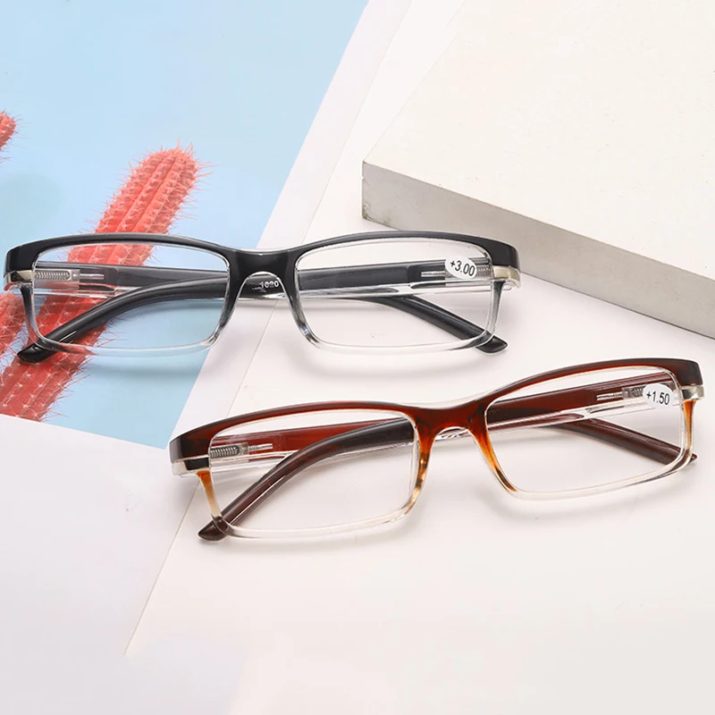 

Classics Spring Leg Reading Glasses for Men Progressive Color Frame Fashion Eyeglasses for Presbyopia Glasses Grade +1.0 To +4.0