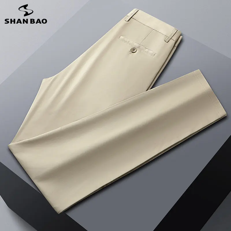 

Брюки мужские с прямыми штанинами, деловые Повседневные Легкие эластичные штаны с завышенной талией, качественные блестящие, лето