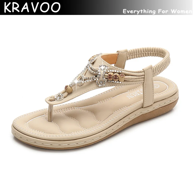 

Новые богемные сандалии KRAVOO для женщин в стиле ретро летние женские сандалии 2023 повседневная женская летняя обувь на плоской подошве женская обувь