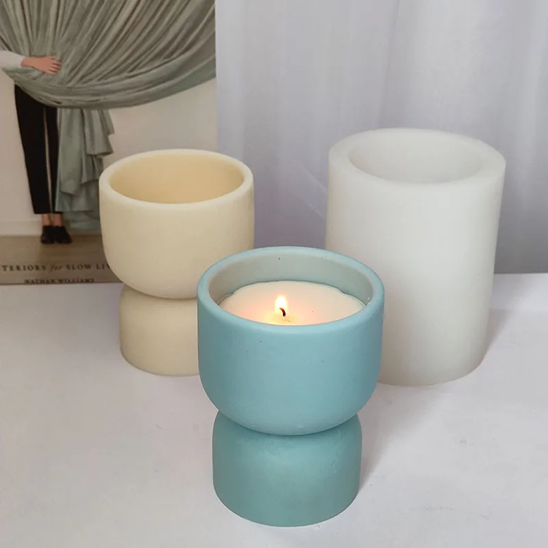 

Vase Candle Jar Silicone Mold Candle Stove Clay Storage Tank Silicone Mold Home Garden Cement Concrete Flower Pot Making Mold