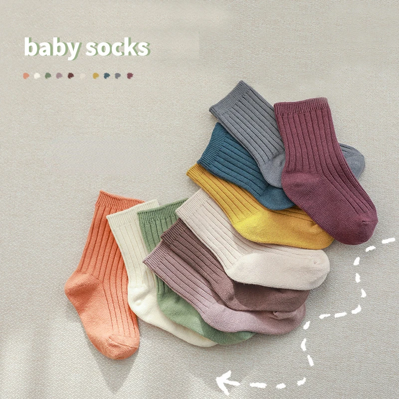 

Spring Autumn Kids Boys Socks solid color Toddlers Knee Length Socks Children Sock Breathable Girls School Socks For 1-8Years