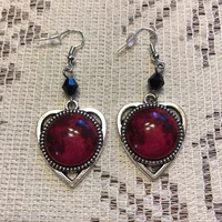 blood moon earrings heart earrings gothic jewelry witch earrings red moon solar system witchcraft pagan gifts