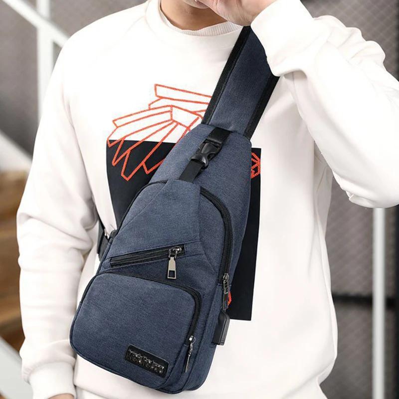 

USB Charging Chest Bag Unisex Men's Multifunction Single Sports Running Trip With Adjustable Shoulder Strap Crossbody Package