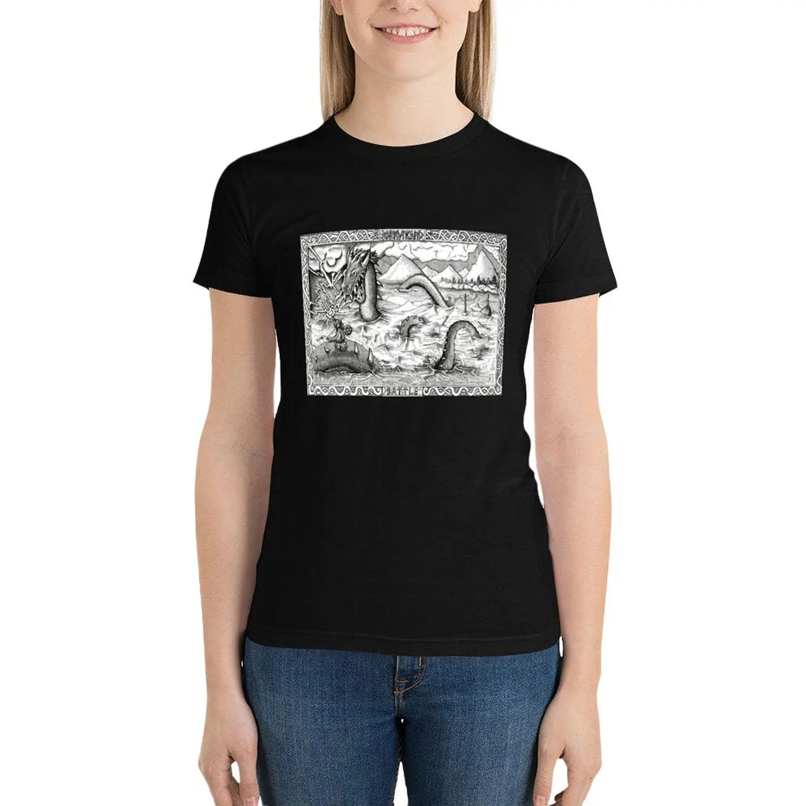 Футболка Jormungand с надписью Battle одежда в стиле хиппи винтажная летняя черные