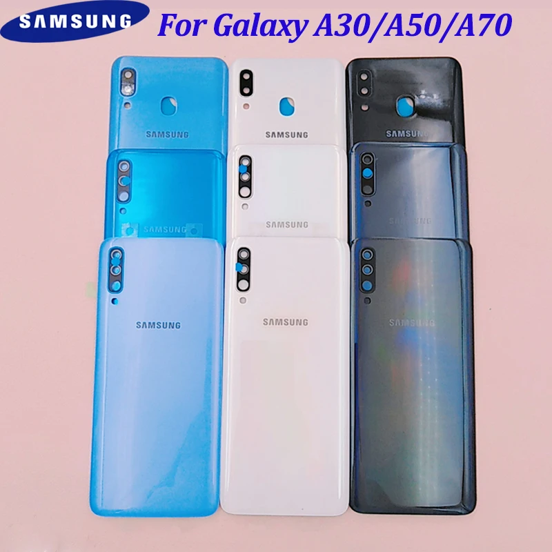 

Оригинальная задняя крышка батарейного отсека для Samsung A30, A50, A70, запасные части для Galaxy A305/A505/A705 и объектива камеры