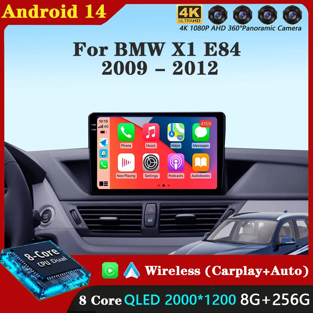 Android 14 для BMW X1 E84 2009-2012 Автомобильный радиоприемник Мультимедиа QLED DSP WIFI