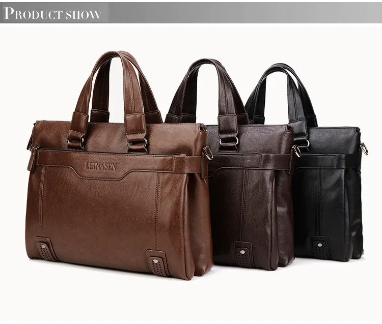 Men's Bag Handbag for Men Briefcase Computer Bags Valise Document Attache Shoulder PU Brown Business Leisure Dropshipping