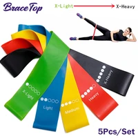 bracetop 5pcsset resistance loop exercise bands fitness elastic band resistance band gym yoga pull tpe hip training supplies