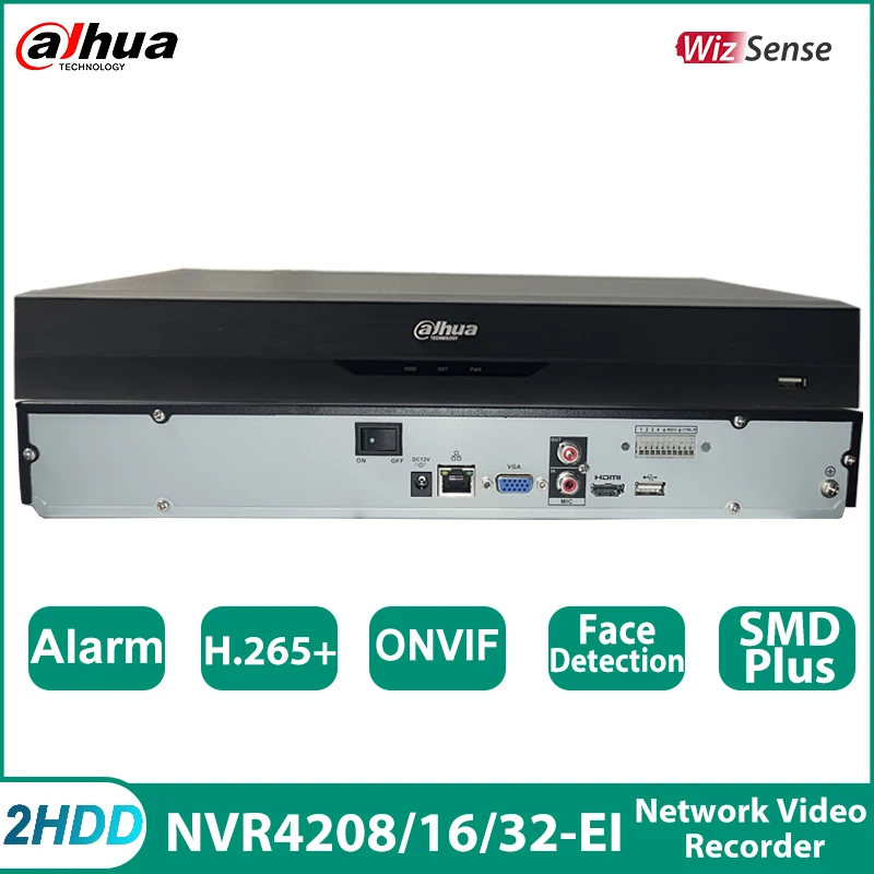 

Dahua NVR4208-EI Wizsense 8/16/32 Channels 2 HDDs Network Video Recorder Smart Home Security System Replaces NVR4208/16/32-4KS2