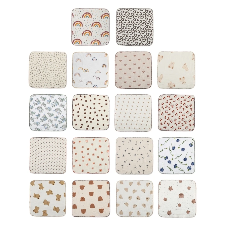 

Q81A Baby Bib Towel Boys Girls 0-12M Breathable Soft Face Towel Drooling Bib with Hanging Hook Infant Feeding Burp Cloth