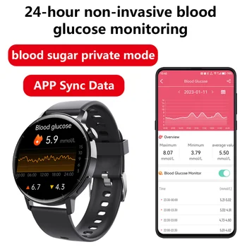 24-hour non-invasive blood glucose smart watch Red true blood oxygen pressure test call bracelet exercise body temperature HRV