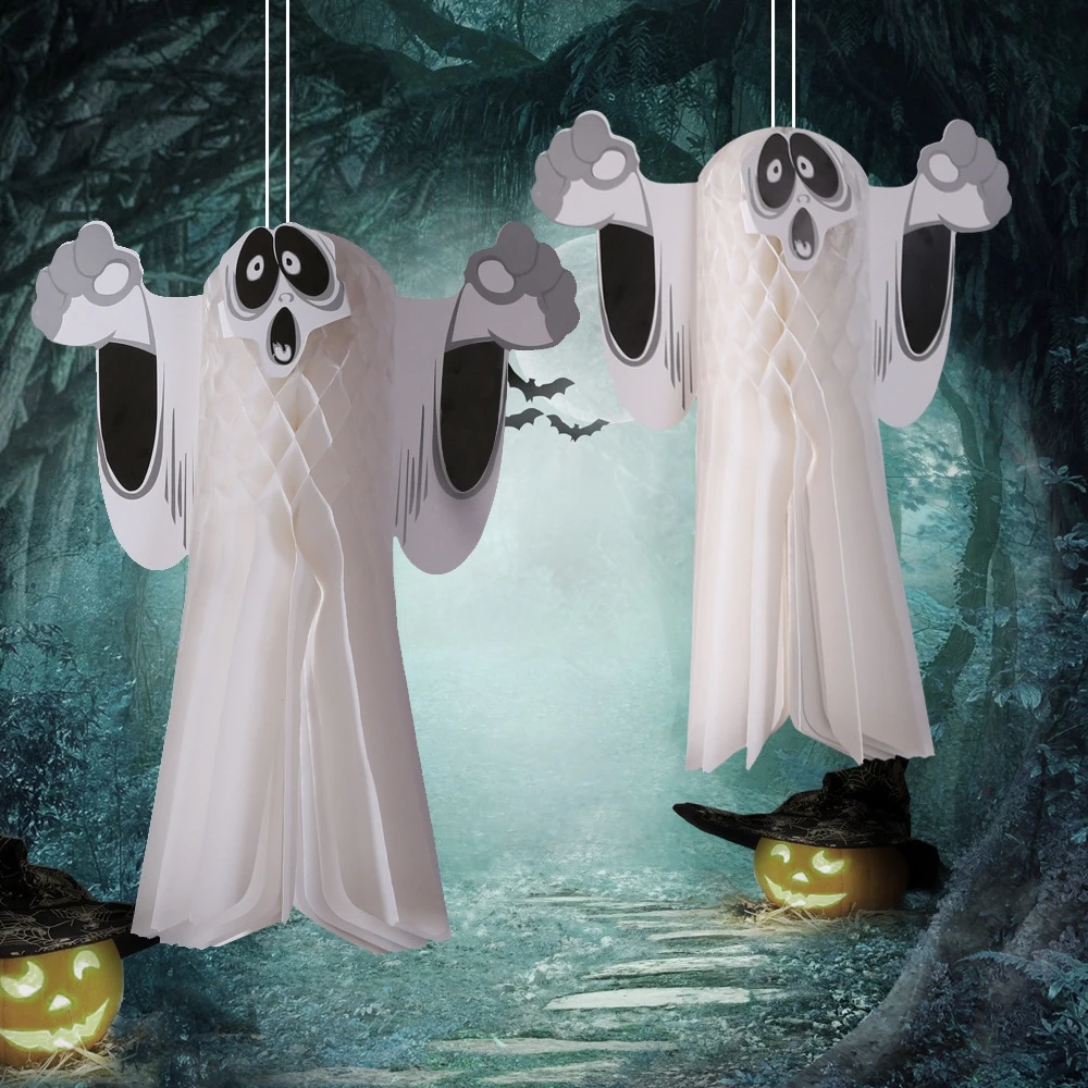 

Horror Halloween Ghost Hanging Pendants Outdoor Yard Tree Bar KTV Haunted House Ornaments Happy Hallowen Party Decorations Props