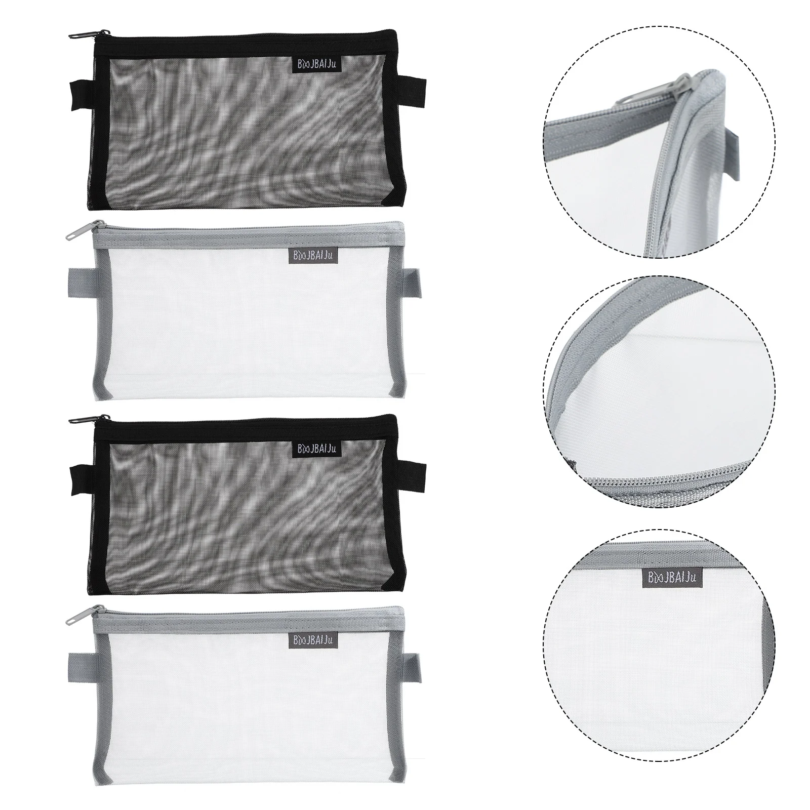 

4 Pcs Clear Zipper Pouch Mesh Case Clear Bags Students Pouch Simple Ticket Pockets Stationery Nylon Pens Container Portable