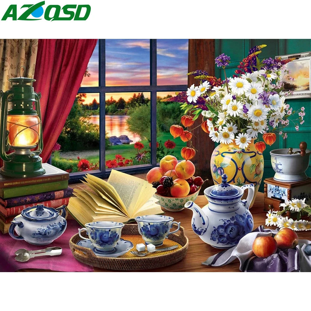 

AZQSD Алмазная вышивка полный квадратный пейзаж Цветочная книга мозаика 5d Diy живопись рукоделие подарок домашний Декор подарок ремесла