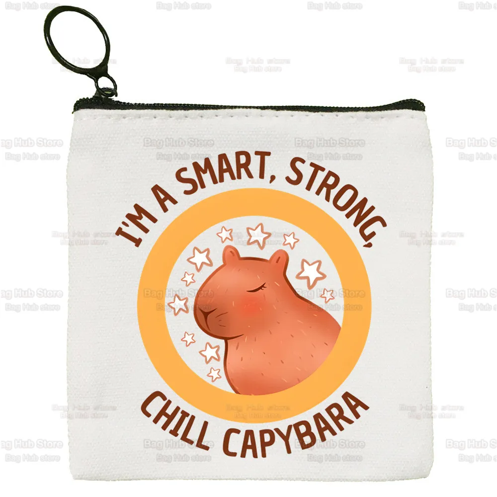 Capybara Canvas Coin Purse Key Bag Classic Zipper Capybaras Is My Spirit Animals Storage Bag Customized Wallet With Card Holders