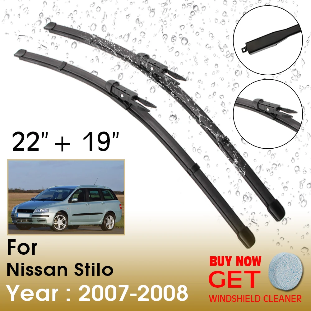 

Car Wiper Blade For Fiat Stilo 22"+19" 2007-2008 Front Window Washer Windscreen Windshield Wipers Blades Accessories