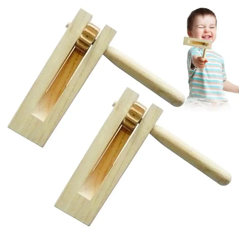

Wooden Spinning Rattle Ratchet 2pcs Early Education Musical Instrument Wooden Music Toys For Theme Parties Sports Music Class
