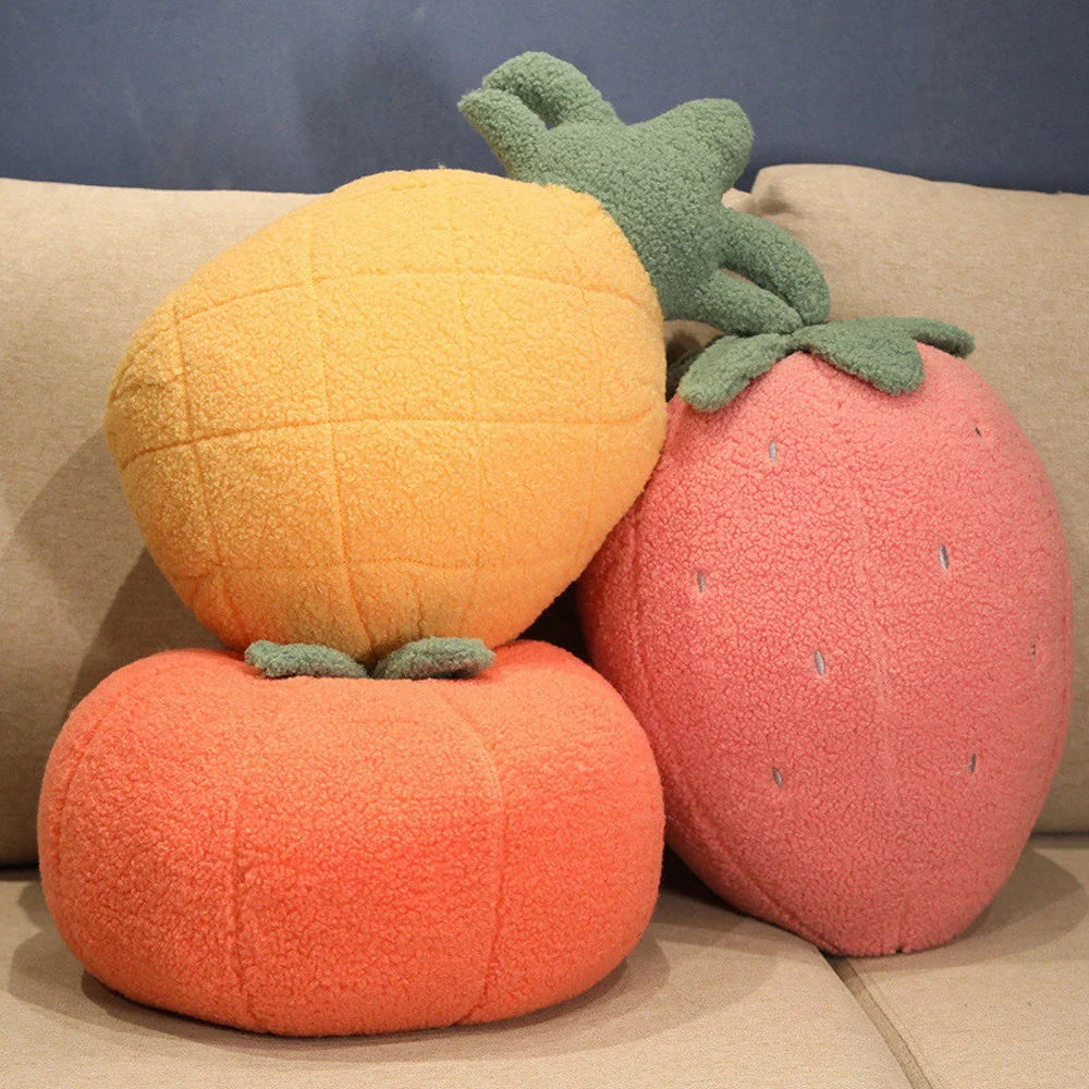 

Креативные Мультяшные плюшевые игрушки в виде клубники, ананаса, оранжевых фруктов, мягкие куклы, подушка для задней панели, Декор, подарки ...