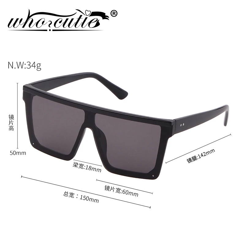 WHO CUTIE 2020 Vintage Ovesized Sunglasses Women Shades Luxury Brand Rimless Square Sun Glasses For Men Black Dames S019B | Аксессуары