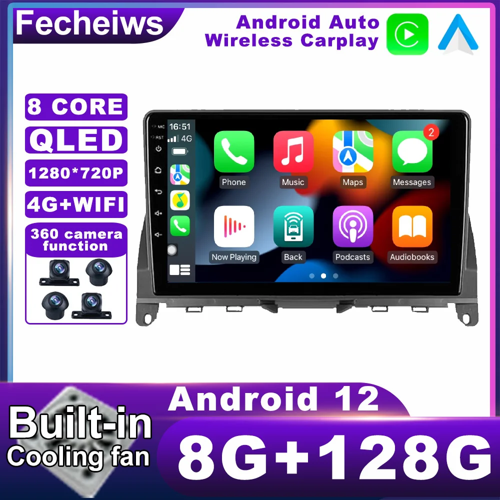 

Android 12 For Mercedes Benz C Class 3 W204 S204 2006 - 2011 Car Radio 4G Player Wireless Carplay Auto Multimedia DSP WIFI ADAS
