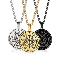 2022 fashion witchcraft pentagram stainless steel necklace chain for men silver color necklace jewelry collier homme
