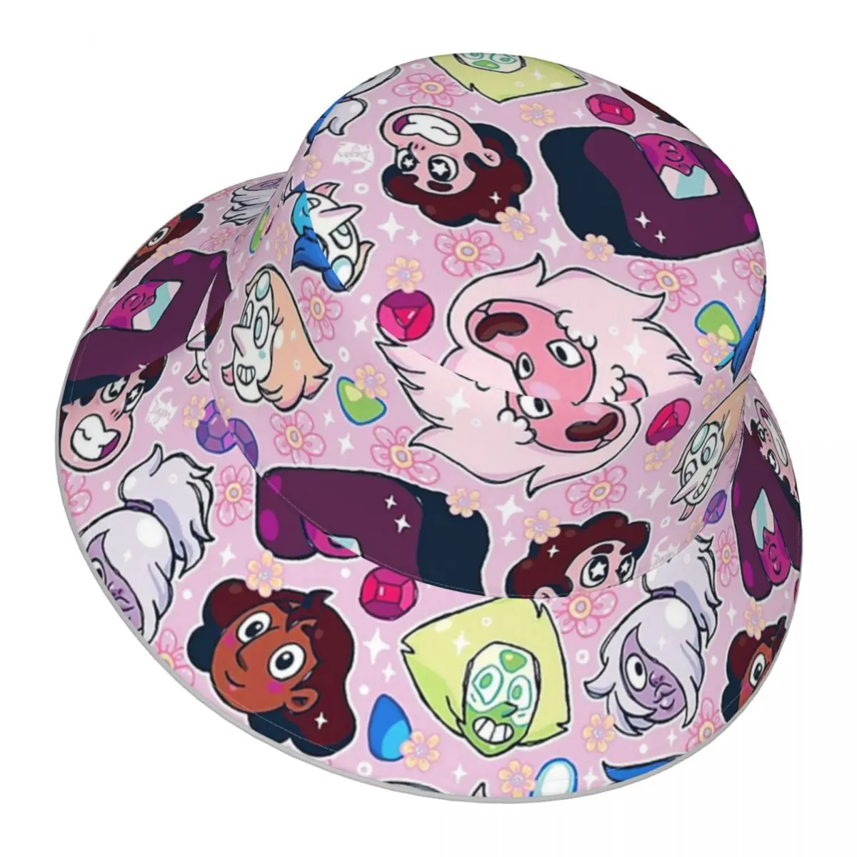 Crystal Gem Friends-American TV Series Animation reflective Bucket Hat Men Women Bucket Hat Outdoor Sunscreen Beach Hat