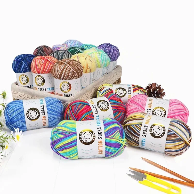 

50g/ball Rainbow Yarn Cotton Yarn for Knitting Needlework Yarn Crochet Threads Cotton Blended Yarn Soft Warm DIY Wool Yarn