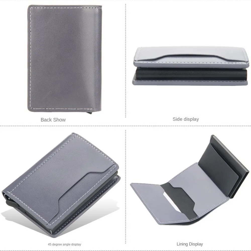 Винтажный RFID мужской короткий кошелек портативный простой автоматический