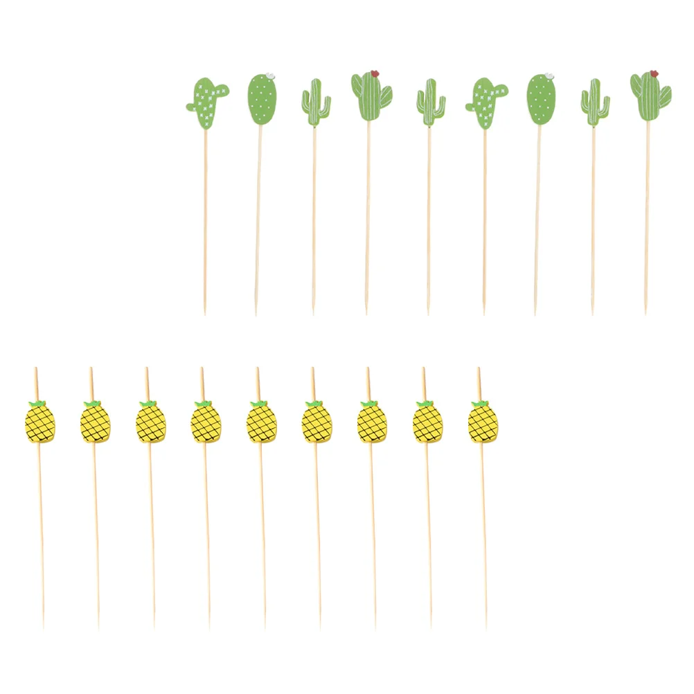 

200Pcs Pineapple Fruit Sticks Bamboo Fruit Forks Creative Food Eat Sticks