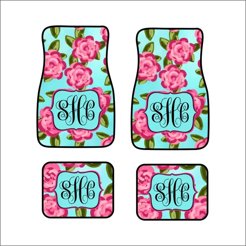 

Monogram Car Floor Mats Front Car Mats Rear Car Mat Custom Car Mats Personalized Car Gift Sweet 16 Gift Roses